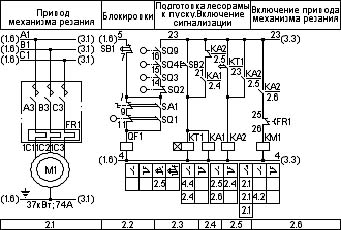 Схема електрична лесопильной рамы Р63-4Б